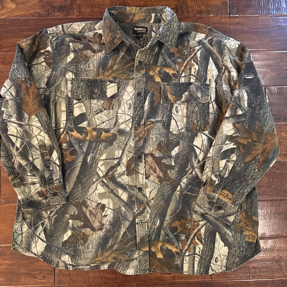 Guide Series Men's Break Up Camo Hunting Shirt Size 3XLT Realtree Hardwood